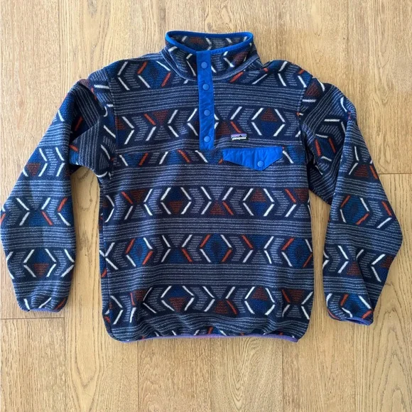 Youth Patagonia Synchilla Snap T Fleece Jacket XL 14 Pullover Aztec Southwest - Picture 2 of 10